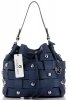Vittoria Gotti Modna Torebka Skórzana Unikatowy Shopper Made in Italy Granatowa